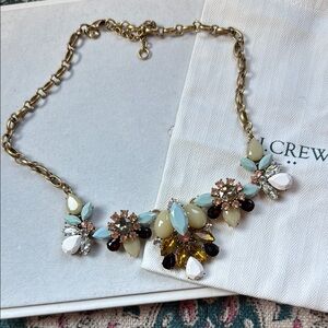 J. Crew Gold and White Floral Necklace